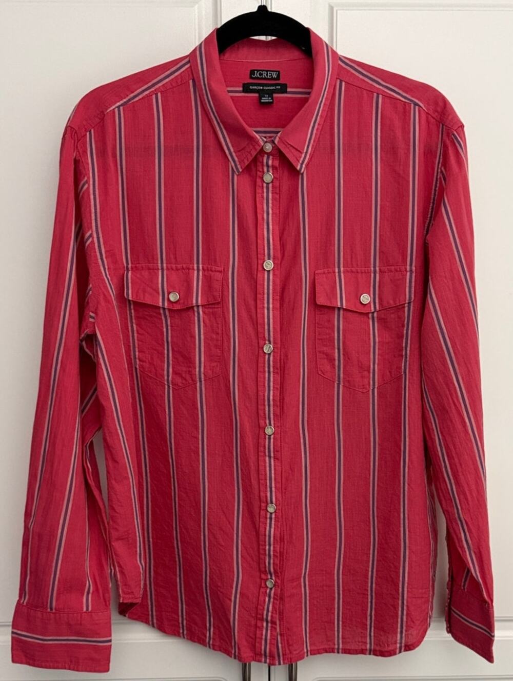J.Crew Western Shirt in Barfield Striped Cotton Voile Size 12